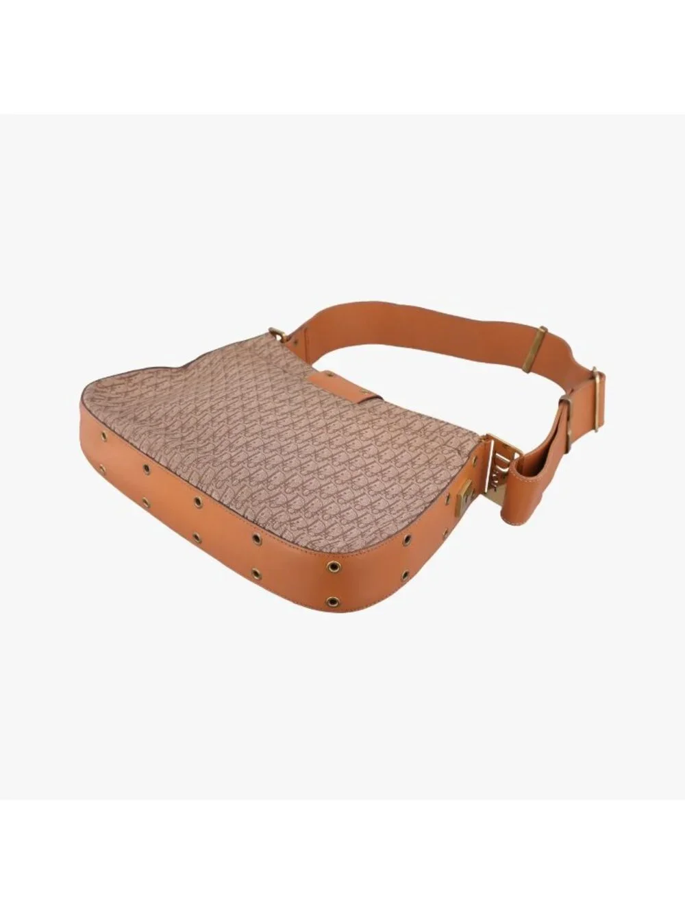 Dior Trotter Street Chic Columbus Beige Brown Canvas Leather Shoulder